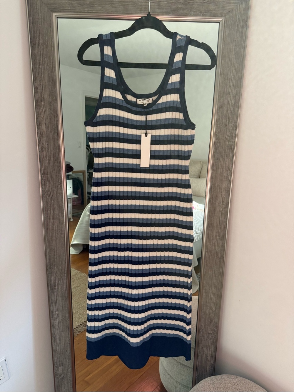 Bagatelle Striped Knit Tank Dress - Navy & Cream new with tags size large